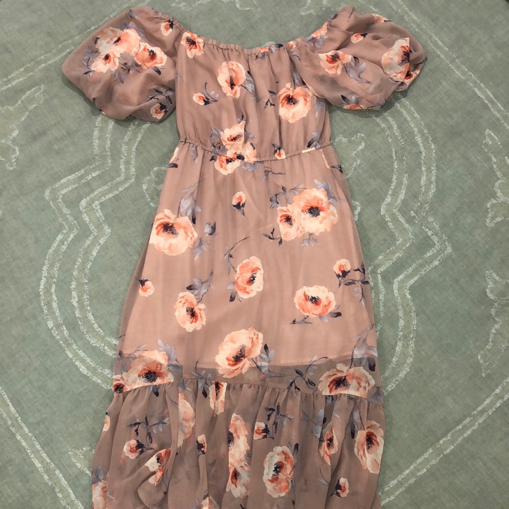 Nordstrom Blush Floral Off the Shoulder Dress